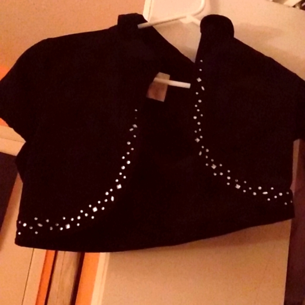 Crushed Velvet Bedazzled Cropped Fashion Vest from Justice. Size 16